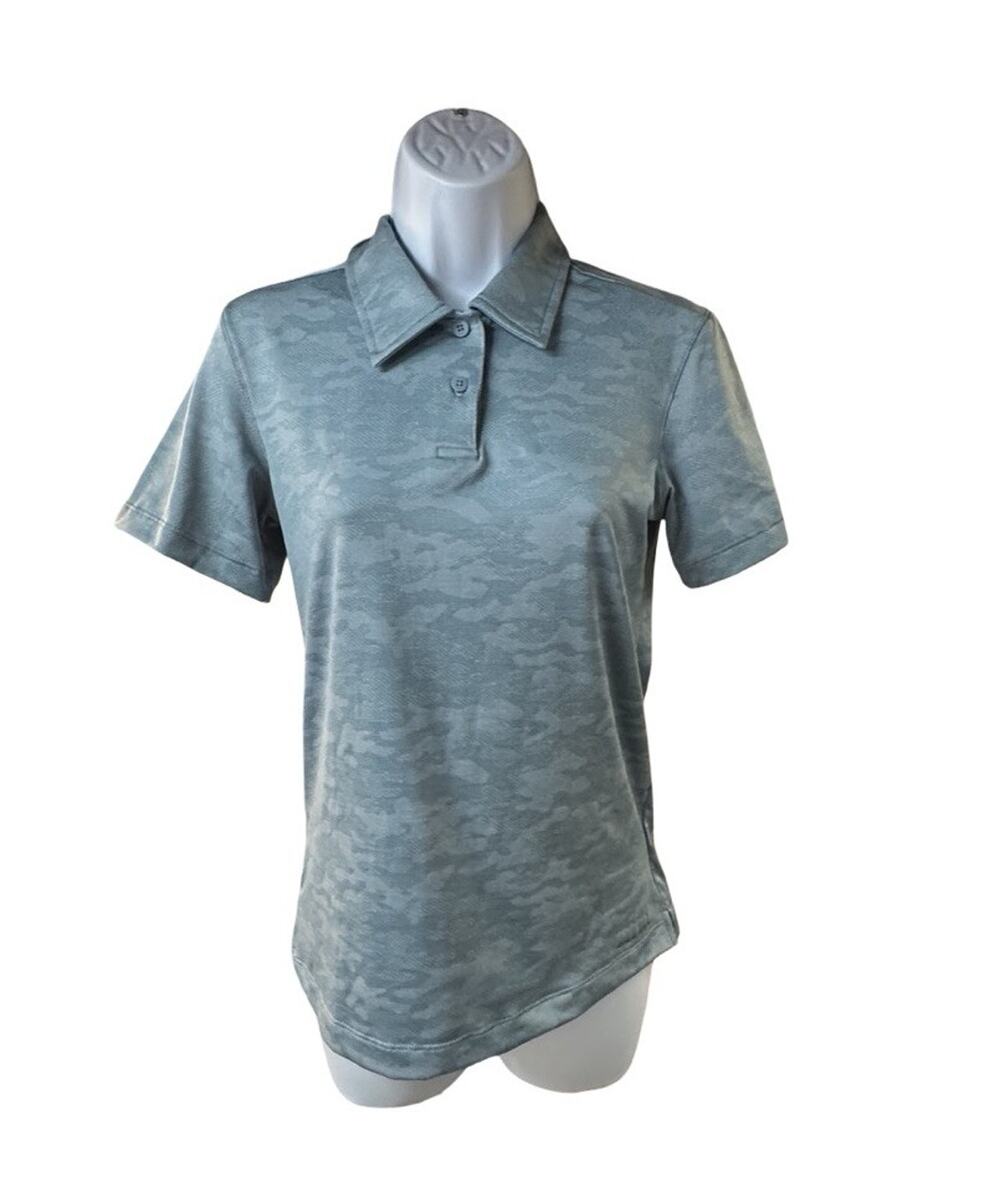 NoBull Women's Lightweight Polo Shirt Athletic Workout Blue Army Camo XS